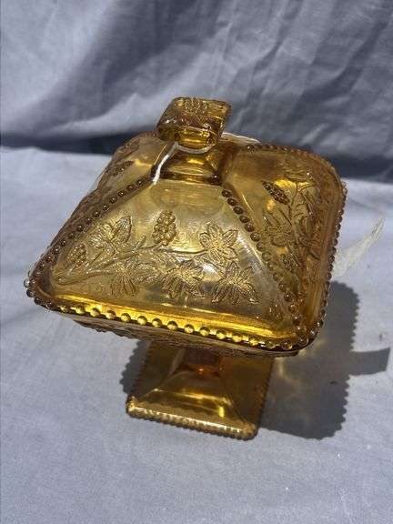 1936 Imperial Amber Candy Cherry Pedestal