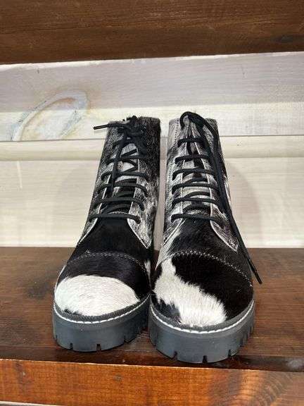 Myra Leather Calf Hair Lace Up Boots image