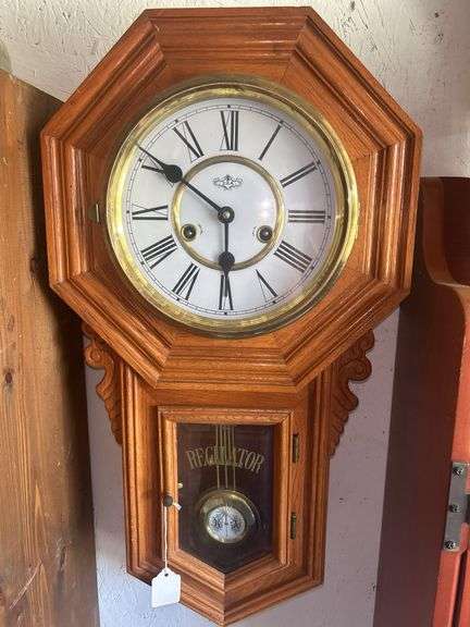 Wood Regulator Wall Clock with Pendulum