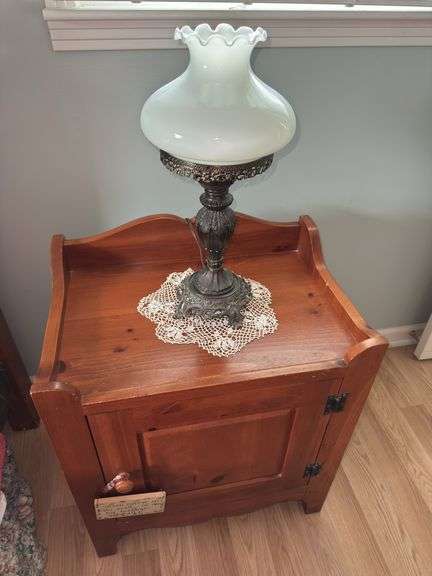 Side Table with Hurricane Lamp image