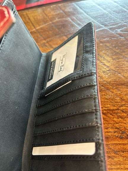 Hand Tooled Leather Wallet with Turquoise Accent