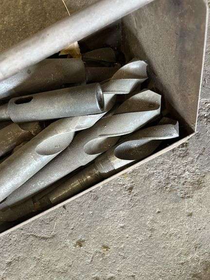 Large Lot of Drill Bits in Metal Box