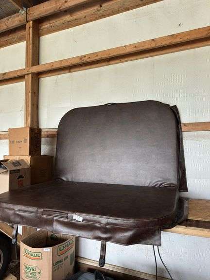 Brown Vinyl Folding Loveseat with Straps