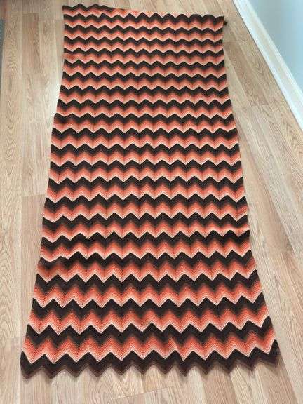Handmade Chevron Pattern Blanket - Earth Tones image