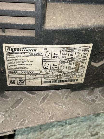 Hypertherm Powermax 85 Plasma Cutting System with Air Filter