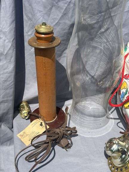 Vintage Lamp Components and Glass Shade