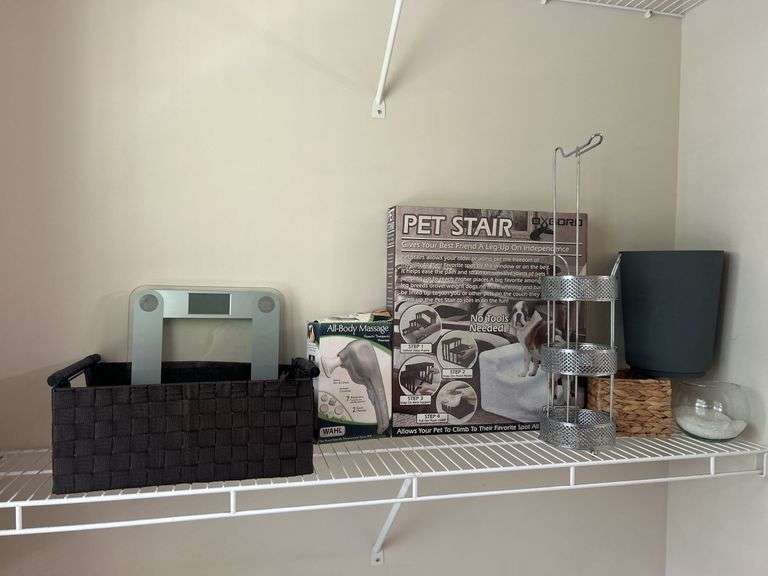 Assorted Household Items - Pet Stairs, Massager, Scale, and Decor image