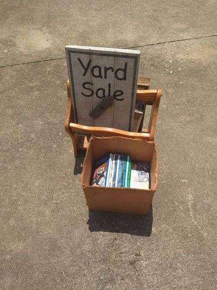 Books, Picture Frames, and Wooden Sign image