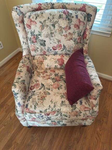 Floral Wingback Armchair with Lumbar Pillow image