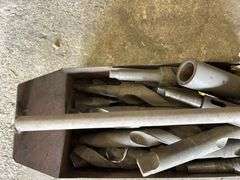 Large Lot of Drill Bits in Metal Box