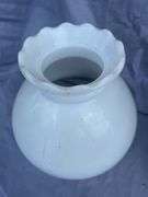Pair of White Glass Lamp Shades with Metal Trim
