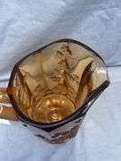Amber Glass Pitcher with Grapevine Design