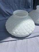 Pair of White Quilted Pattern Glass Lamp Shades