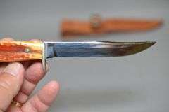 Case XX Bone Handled Hunting Knife With Leather Sheath,