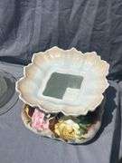 Collectible Glass Butter Dish with Lid and Floral Dish