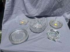 Collection of 5 Glass Ashtrays