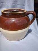 Two-Tone Brown and White Pottery Crock Set