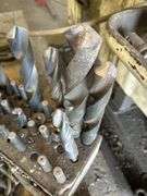 Large Assortment of Metal Drill Bits in Metal Organizer