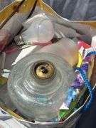 Vintage Lamp Components and Glass Shade