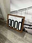 Wall Decor Lot: Bridge Canvas Print, "Bring the Good" Sign & Tzumi Clock