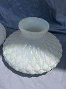 Pair of White Quilted Pattern Glass Lamp Shades