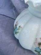 Floral Painted White Glass Lamp Shade with Ruffled Edge