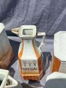 Vintage Kitchen Canister Set - Porcelain White and Orange