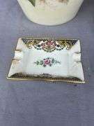 Smoking Set with Tobacco Humidor, Pipe Holder, and Floral Decorated Items