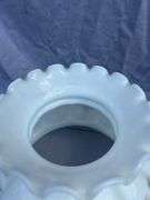 Floral Painted White Glass Lamp Shade with Ruffled Edge
