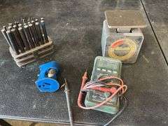 Machinist Tools, Pelouze Scale, and Multimeter