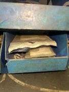 Blue Metal Tool Cabinet with Automotive Hardware and Parts