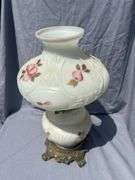 Floral Decorated Glass Table Lamp