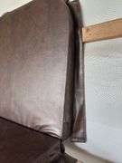 Brown Vinyl Folding Loveseat with Straps
