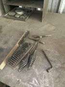 Metal Work Bench with Vise, Rods, and Tools