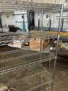 Rolling Chrome Wire Shelving Rack with Additional Fixtures