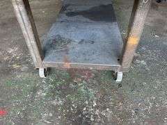 Heavy Duty Steel Work Table on Casters