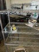 Rolling Chrome Wire Shelving Rack with Additional Fixtures