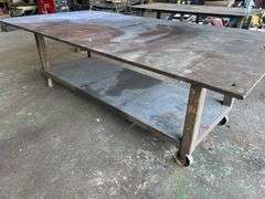 Heavy Duty Steel Work Table on Casters