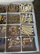 Metal Organizer Box with Assorted Nuts and Bolts