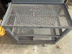 Metal Work Table with Shelf and Metal Chain Can
