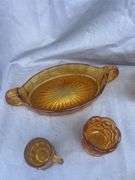 Assorted Amber Glass Dishes