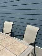 Tile Top Patio Dining Set with 6 Chairs and Umbrella