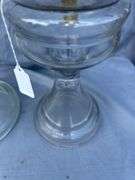 Two Clear Glass Oil Lamps
