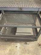 Metal Work Table with Shelf and Metal Chain Can