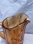 Amber Glass Pitcher with Grapevine Design