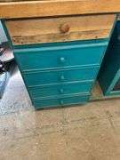 Turquoise Work Bench with Drawers and Vise