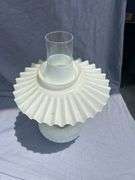 White Glass Ruffled Shade Electric Lamp