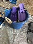 Bucket of Scuba Diving Fins and Plano Tackle Box