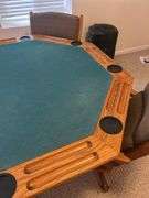 Octagonal Oak Poker Table with Swivel Chairs