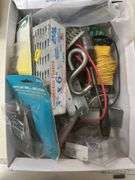 Box of Assorted Hand Tools and Electrical Supplies